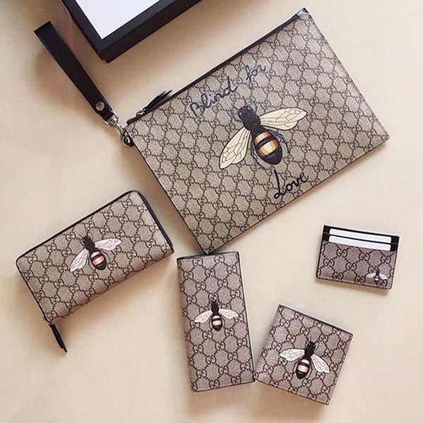 グッチ】蜂*プリント☆GGスプリーム*ジップアラウンドコピー長財布