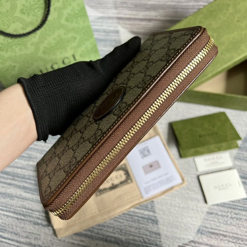 21-22AW グッチ インターロッキングG ジップアラウンド 長財布 偽物