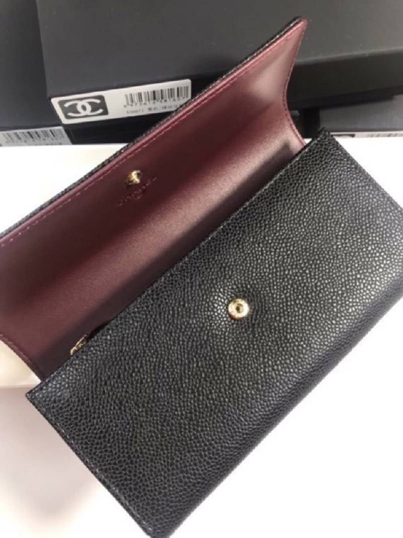 人気 シャネル キャビアスキン 偽物 ココマーク 二つ折り長財布 sho97441