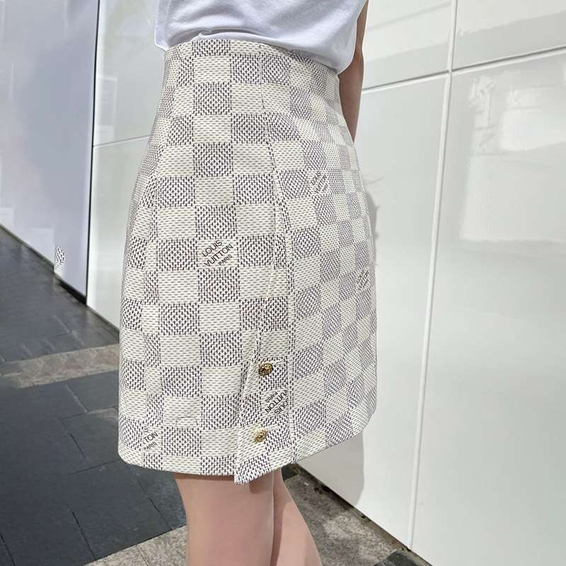 【正規品】ルイヴィトン ダミエアズールデニムAラインミニスカート ☆超人気☆ルイヴィトン ダミエ コピーアズールデニムAラインミニ