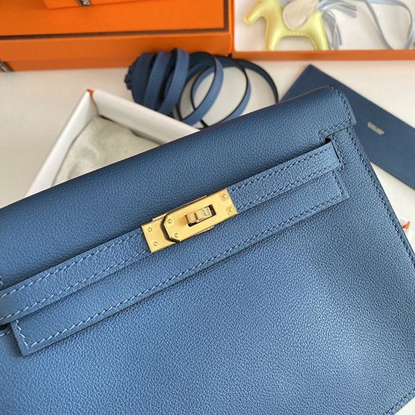 ★日本!!人気!エルメス コピー ケリーダンス 22cm ブルー 内縫 2色金具 erm15079