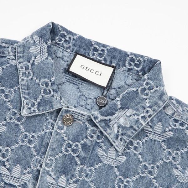GUCCI GGパターンデニムシャツ【MY愛用】 希少グッチ アディダス 偽物 GGパターン クリスタル ジャカード デニム