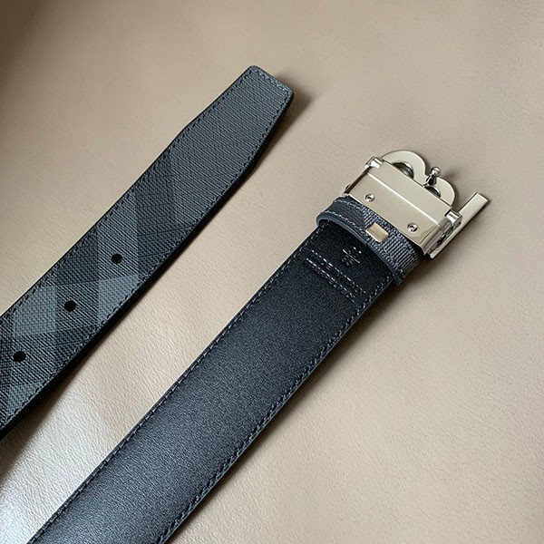 バーバリー コピー リバーシブル チャコールチェック&レザー TBベルト Bab87259