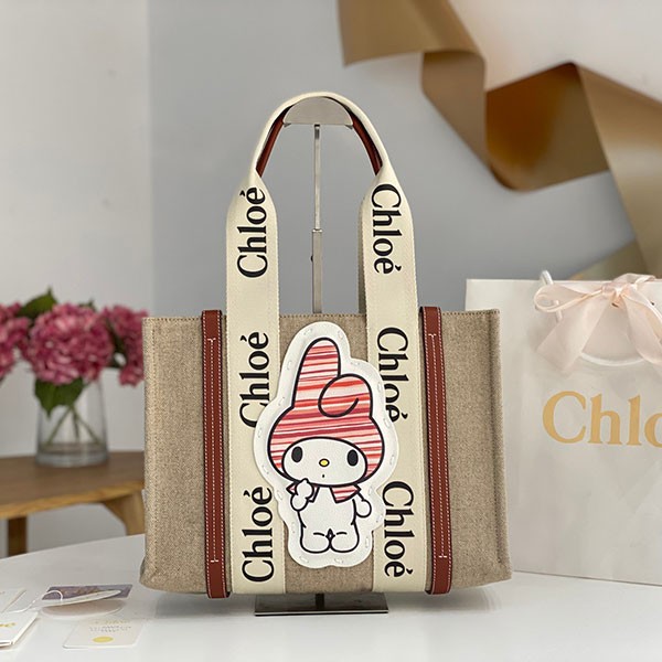 すぐ届く my melody for クロエ woody 偽物 ミディアムトートバッグ