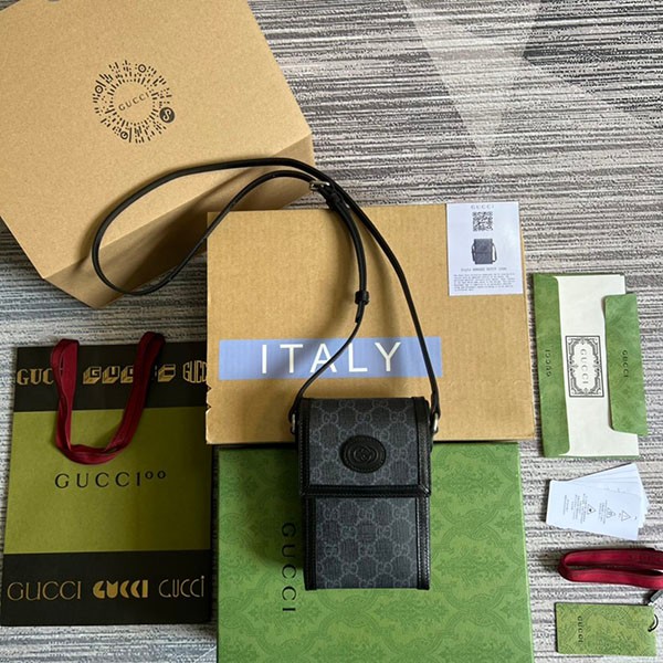 送料込 グッチ gg 付き ミニ バッグ 偽物 ロゴ モノグラム ブラック gux68464