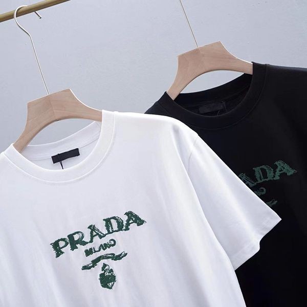 すぐ届プラダ シンプル 刺繍ロゴ コットン Tシャツ 偽物 2色 puu61170