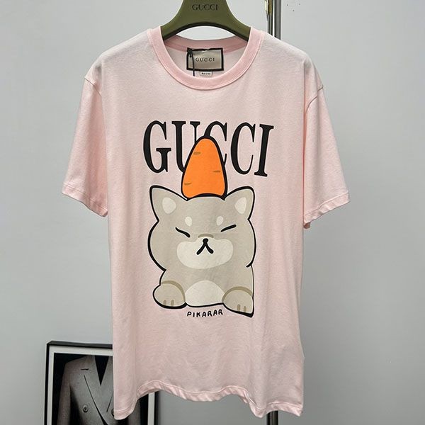 グッチ×Kawaii 偽物 キャットプリント Tシャツ gus26464