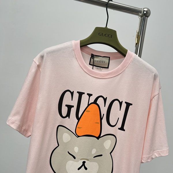 グッチ×Kawaii 偽物 キャットプリント Tシャツ gus26464