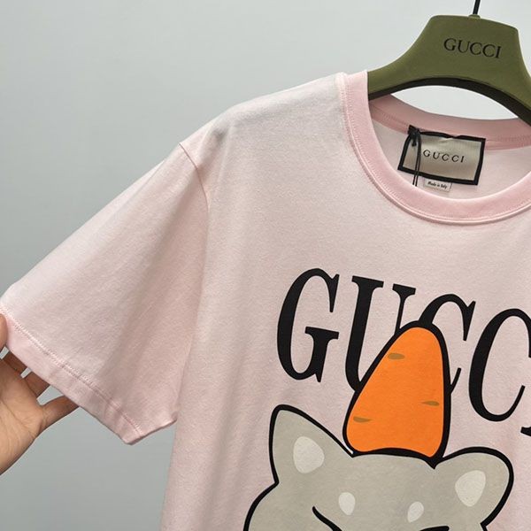 グッチ×Kawaii 偽物 キャットプリント Tシャツ gus26464