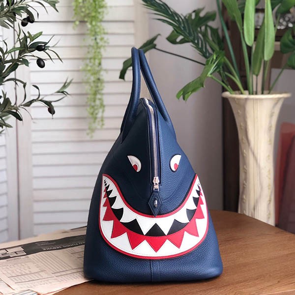 1点限り!エルメス ボリード シャーク 偽物 45cm ブルーニュイ ert71674