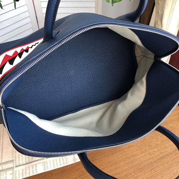 1点限り!エルメス ボリード シャーク 偽物 45cm ブルーニュイ ert71674
