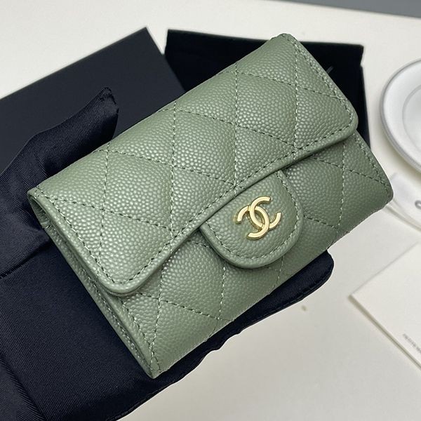 おすすめシャネル 偽物 ミニ財布 キャビア イエロー ライトゴールド金具