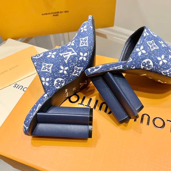 人気!すぐ届く!【ルイヴィトン 偽物】シルエット デニム ミュール 1AAZUG