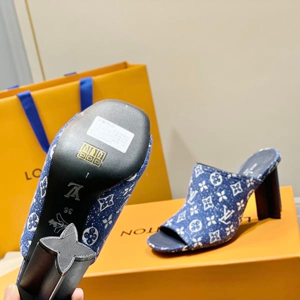 人気!すぐ届く!【ルイヴィトン 偽物】シルエット デニム ミュール 1AAZUG