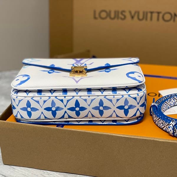 セレブ多数愛用ルイヴィトン ショルダーバッグ 偽物 ポーチ モノグラム LV 青 M23055
