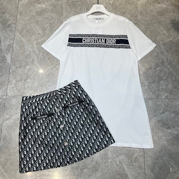超希少!ディオール コットンジャージー Tシャツ 偽物 上下セット des61415