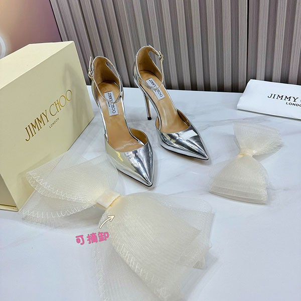 【ジミーチュウ コピー】Averly 100 bow-detailed satin pumps jim16398