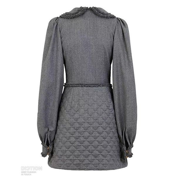 23AW<フェンディ>グレー フランネル ドレス ワンピース 偽物 fem52219
