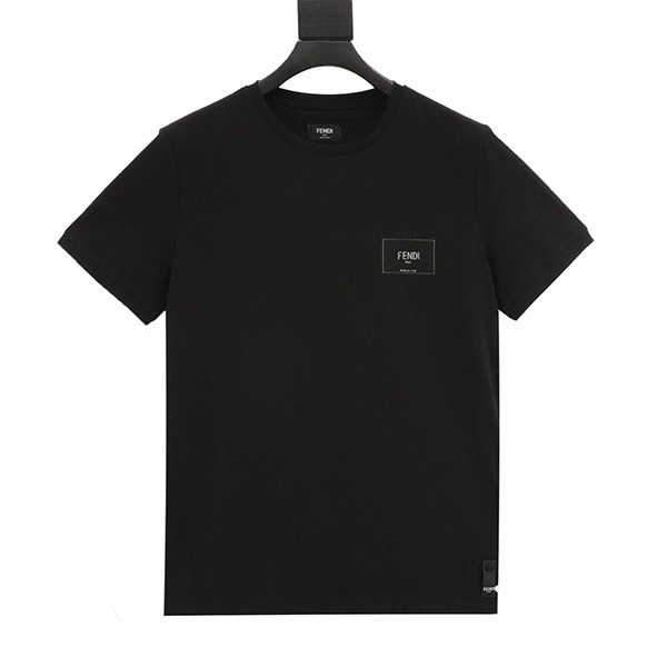 高品質 フェンディ メンズ ロゴ刺繍 コットン 半袖 Tシャツ コピー fev75558