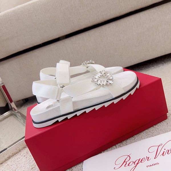 ロジェヴィヴィ 偽物スライディー ヴィヴ レザー サンダル row44552