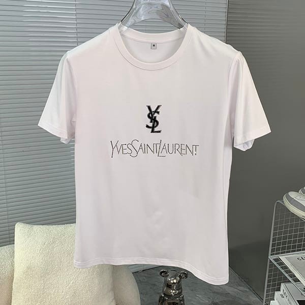 送料込サンローラン シグネチャーロゴ Tシャツ フェイク 2色 Sax36233