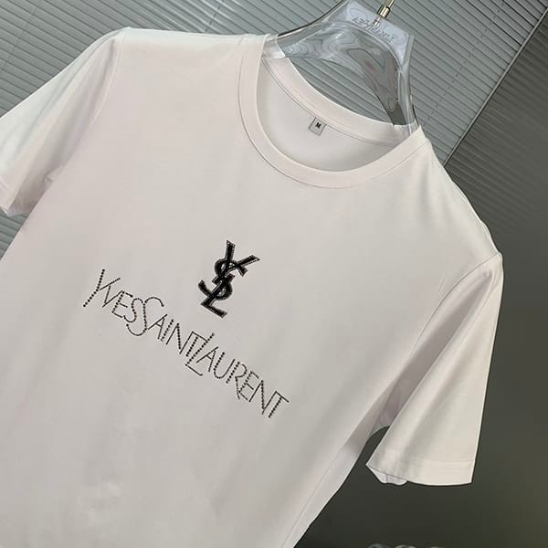 送料込サンローラン シグネチャーロゴ Tシャツ フェイク 2色 Sax36233