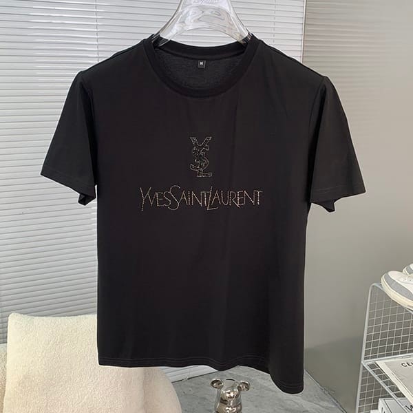 送料込サンローラン シグネチャーロゴ Tシャツ フェイク 2色 Sax36233