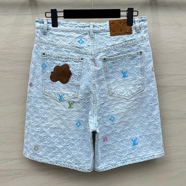 注目★ルイヴィトン n級品 モノグラムプリントデニムショーツ vur93412