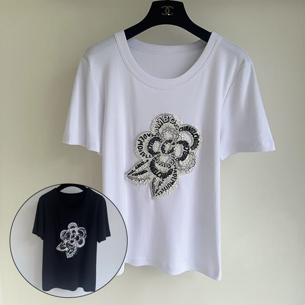シャネル n級品 Tシャツ エンブロイダリー 2色 shq60127