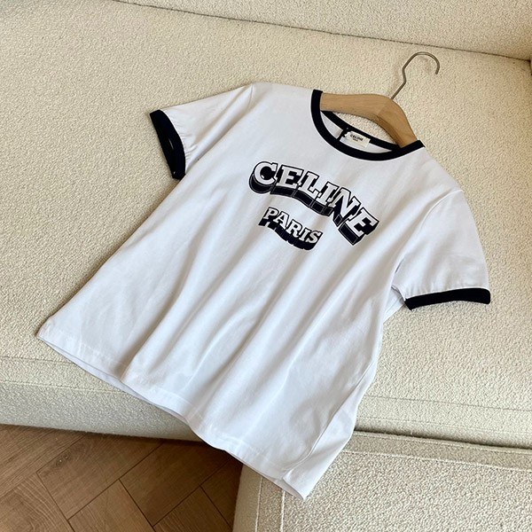 セリーヌ PARIS 70S Tシャツ 偽物 コットンジャージー ホワイト 2X36H671Q