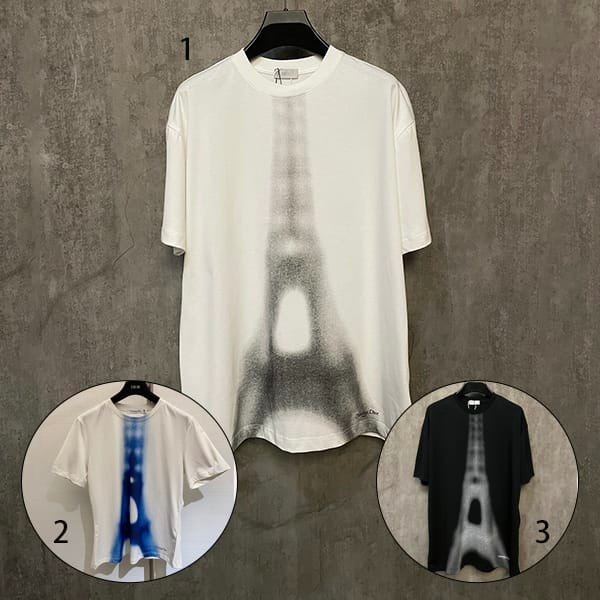 ディオール Eiffel Tower コットン リネン ジャージー Tシャツ 偽物 3色 def48513