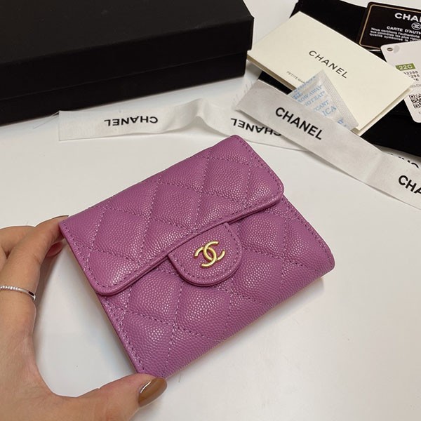 【新色♡】シャネル コピー 三つ折りフラップウォレット パープル 4色 shk15984