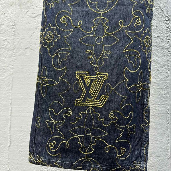 超希少★レア!ルイヴィトン エンブロイダードデニムパンツ 偽物 vul76349