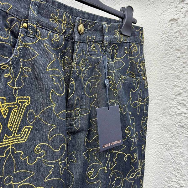 超希少★レア!ルイヴィトン エンブロイダードデニムパンツ 偽物 vul76349
