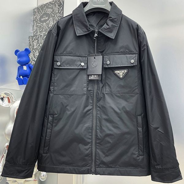 プラダ Re-Nylon フロントボタン長袖シャツ ロゴ SC796M