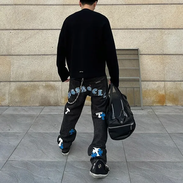 クロムハーツ ロゴ スウェット フェイク デニム パンツ