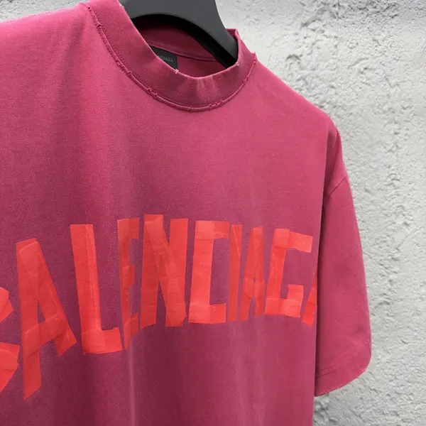 25SS バレンシアガ TAPE TYPE コットン Tシャツ コピー ロゴ 半袖 bau32356