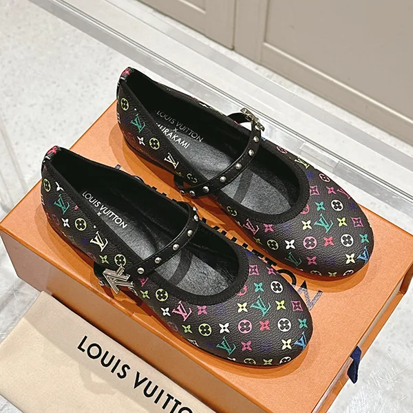 新品　ルイヴィトン　ロミー バレリーナ パンプス　モノグラム　フラットシューズ 高級ブランド【ルイヴィトン×村上隆】ロミーバレリーナパンプス