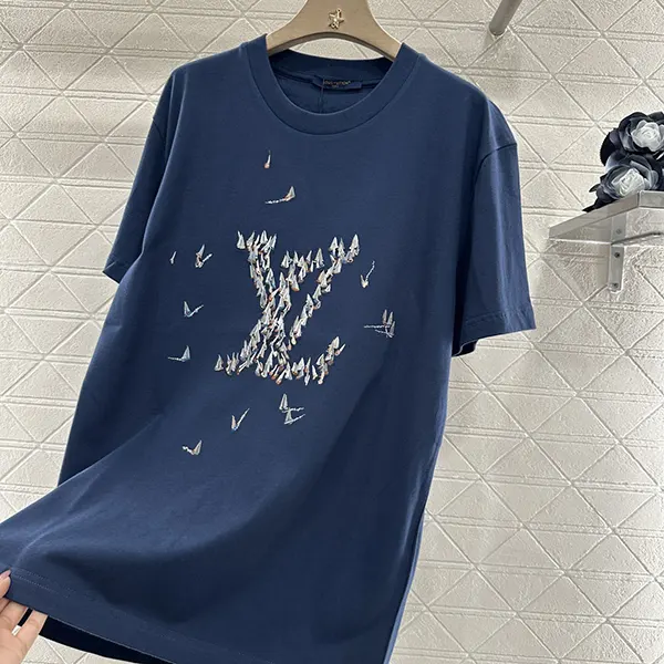 新作メンズ*ルイヴィトン*ロゴ刺繍入 コットンTシャツ コピー ネイビー クルーズ 1ahw60