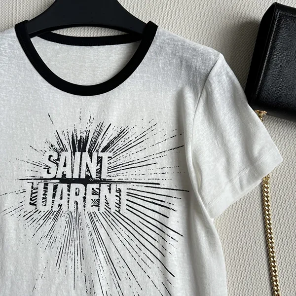 秋冬大セールサンローラン ロゴ Tシャツ 半袖 2色 Saf44736