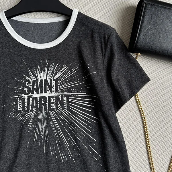秋冬大セールサンローラン ロゴ Tシャツ 半袖 2色 Saf44736