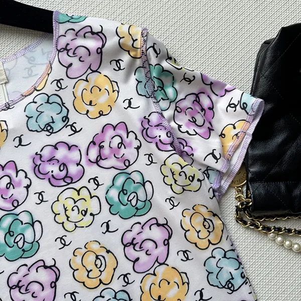 シャネル 半袖Tシャツ 花柄 ココマーク 2色 shg34484