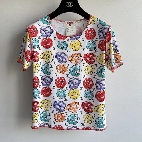 シャネル 半袖Tシャツ 花柄 ココマーク 2色 shg34484