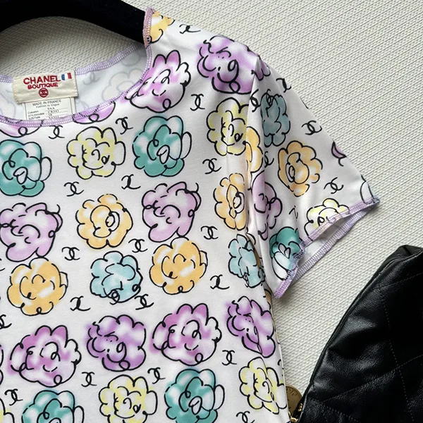 セレブ多数愛用シャネル 半袖 花柄 ココマーク ワンピース パロディ 2色 shl65674