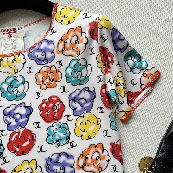 セレブ多数愛用シャネル 半袖 花柄 ココマーク ワンピース パロディ 2色 shl65674