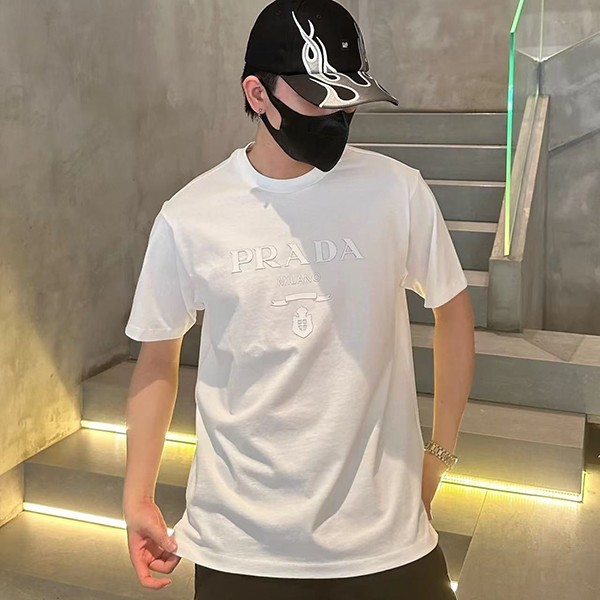 SS25 ★プラダ★ ロゴラウンドネックTシャツ スーパーコピー pue20916