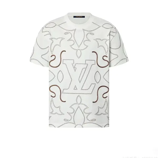送料無料 ルイヴィトン n級品 エンブロイダードコットンTシャツ vuz27312