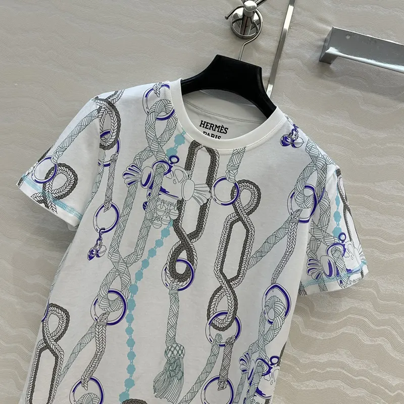 【使い勝手抜群】エルメス プリントストレート Tシャツ コピー商品 erh60841