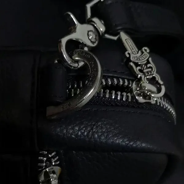クロムハーツ ショルダーバッグ コピー レザー×925 ブラック×シルバー