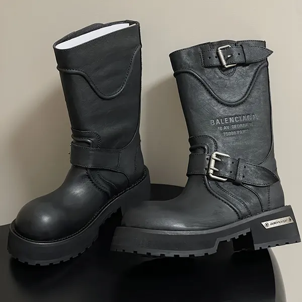 バレンシアガ VENOM ロゴ ブーツ バックルベルト BB レザー baz66814
